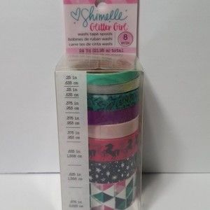 Washi Tape Unicorn Stars Pink Green Purple 8 Rolls